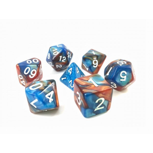 Blue and Golden Blend Roleplaying Dice Set ideal for DND