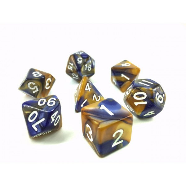 Dark Blue and Gold Blend Roleplaying Dice Set ideal for DND