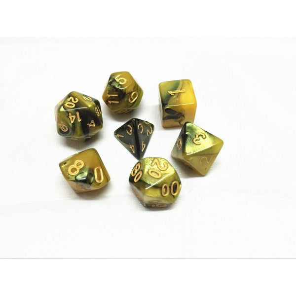 Yellow and Black Blend Roleplaying Dice Set ideal for DND