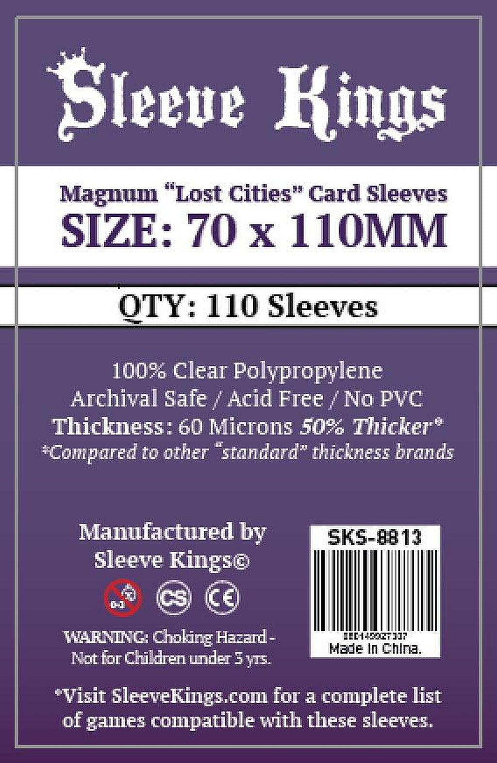 Sleeve Kings Standard Magnum "Lost Cities" Card Sleeves (70x110mm) - 110 Pack, -SKS-8813