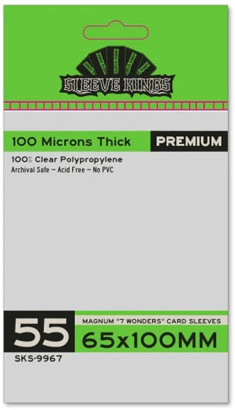 Sleeve Kings Premium Magnum "7 Wonders" Card Sleeves (65X100mm) - 55 Pack, -SKS-9967