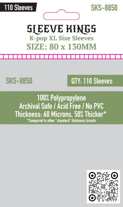 Sleeve Kings Standard "Kpop XL" sleeves (80 x 130mm) -110 Pack, -SKS-8850