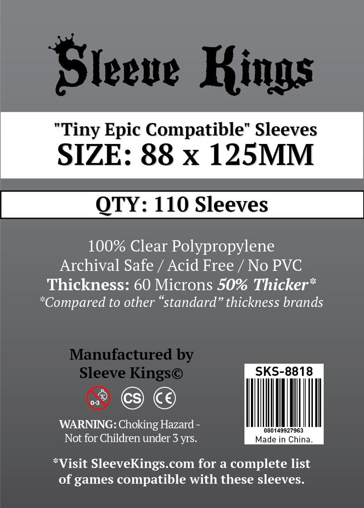 Sleeve Kings Standard "Tiny Epic Compatible" Sleeves (88x125mm) - 110 Pack, -SKS-8818