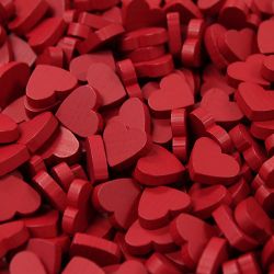Wooden red heart love token