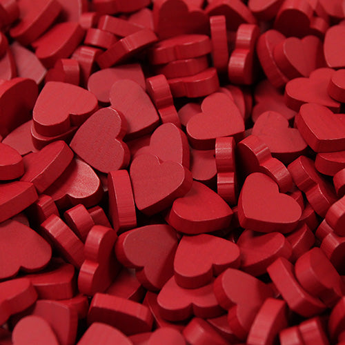 13 red wooden heart token pack for Love Letter