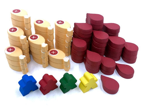 74 piece wooden token kit compatible with Dungeon Lords