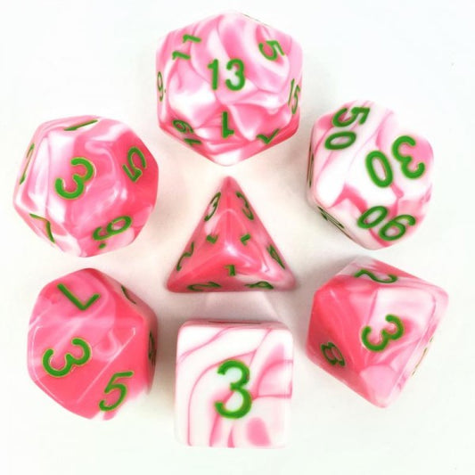 Pink and White Blend Roleplaying Dice Set ideal for DND