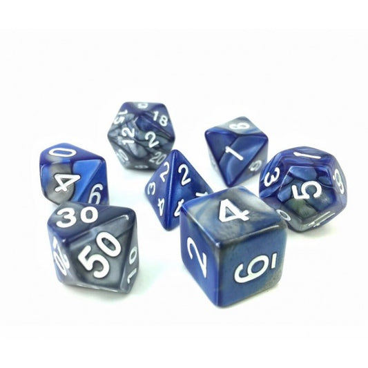Silver and Blue Blend Roleplaying Dice Set ideal for  DND