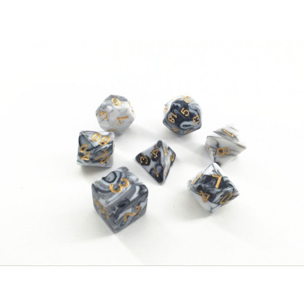 White and Black Blend Roleplaying Dice Set ideal for DND