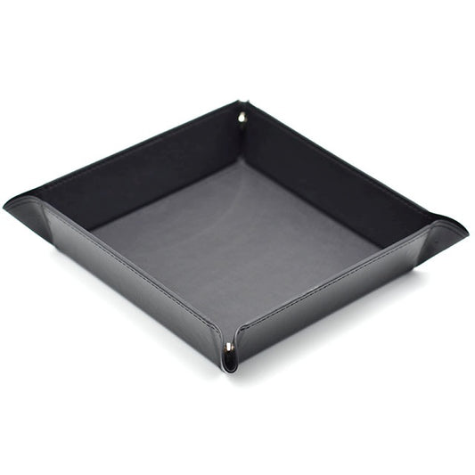Black Square Leather Folding Dice Tray