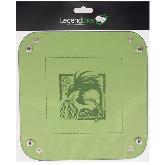 Green Dragon Square Leather Folding Dice Tray