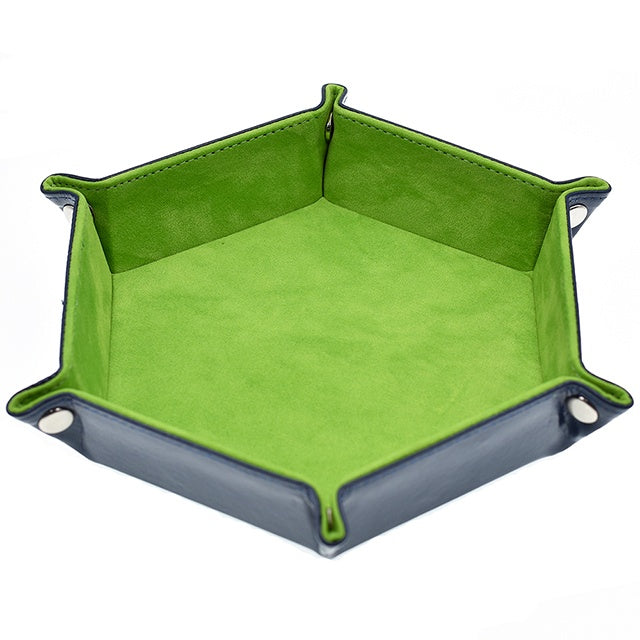 Light Green Hexagon Leather Folding Dice Tray