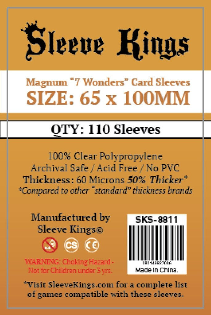 Sleeve Kings Standard Magnum "7 Wonders" Card Sleeves (65x100mm) - 110 Pack, -SKS-8811