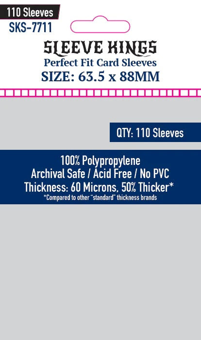 Sleeve Kings Perfect Fit Internal Inner Card Sleeves 63.5x88mm)- 110 Pack, 60 Microns SKS-7711