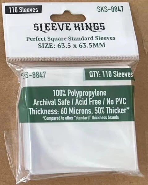 Sleeve Kings Perfect Square Standard Sleeves (63.5 X 63.5 MM) 110 Pack, 60 Microns SKS-8847