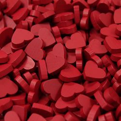 1 wooden red heart love token