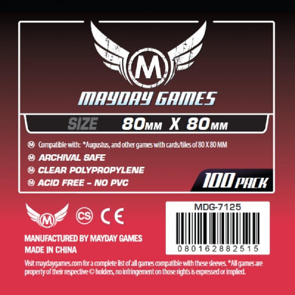 100 Mayday Games Standard Medium Square Card Sleeves (80X80mm) MDG7125