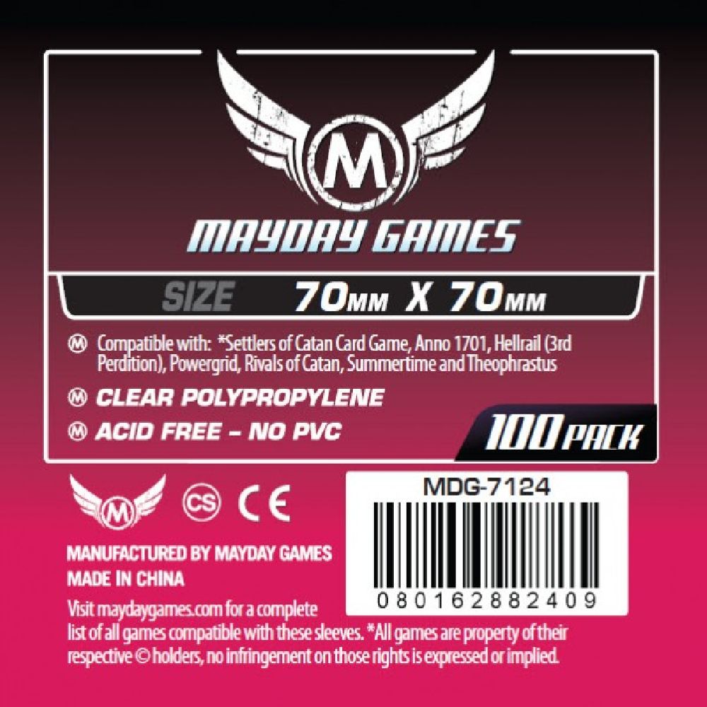 100 Mayday Games Standard Small Square Card Sleeves (70 MM X 70 MM) MDG7124