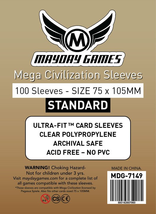 100 Mayday Games Standard Standard Mega Civilization Sleeves (75x105mm) MDG7149
