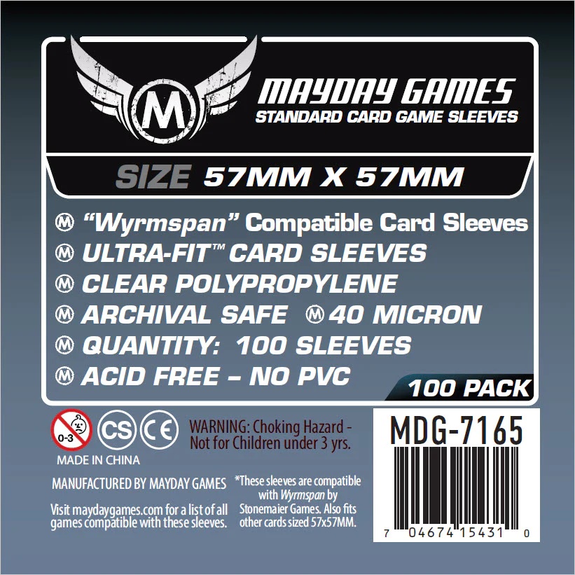 100 Mayday Games Standard Wrymspan compatible sleeves (57x57mm) MDG7165