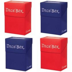 2 red and 2 blue deck boxes for Android Netrunner LCG cards