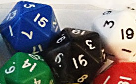 Blue twenty sided dice D20