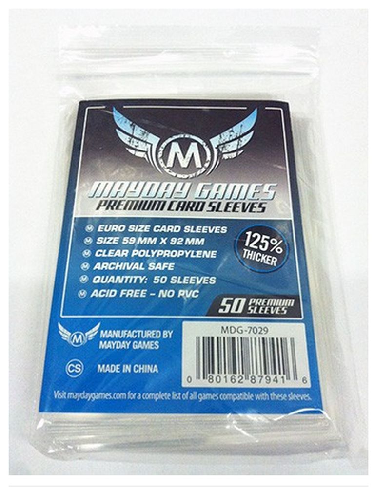 50 Mayday Games Premium Euro Card Sleeves 59x92mm MDG7029