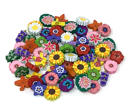 69-piece set of Nectar tokens for Wingspan: Oceania (Assorted, 15 real-life flower designs)