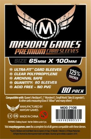 80 Mayday Games Premium Large Sized Card Sleeves #1: 65 MM X 100 MM Sleeves for 7 Wonders and more (MDG7106)