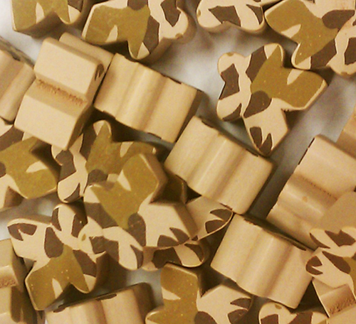 Desert tan camouflage set of 8 Carcassonne meeples