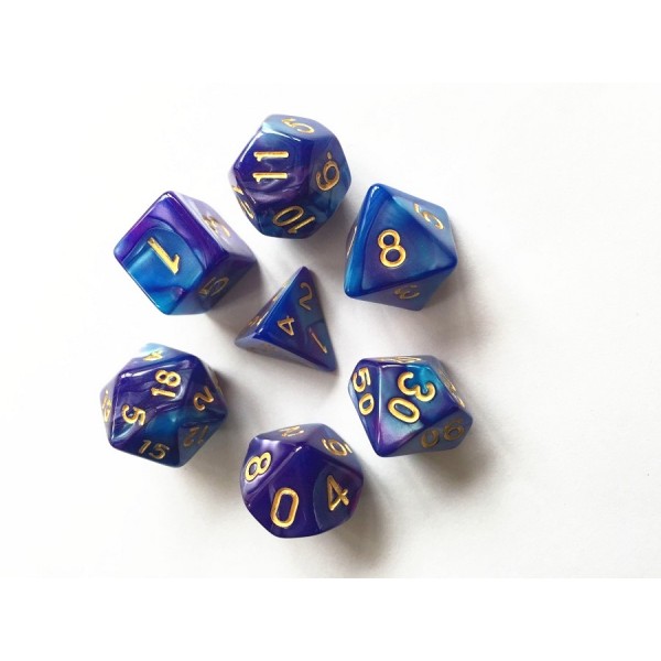 Blue and Deep Purple Blend Roleplaying Dice Set ideal for DND