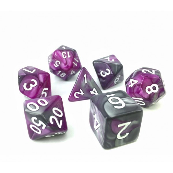 Silver and Purple Blend Roleplaying Dice Set ideal for DND