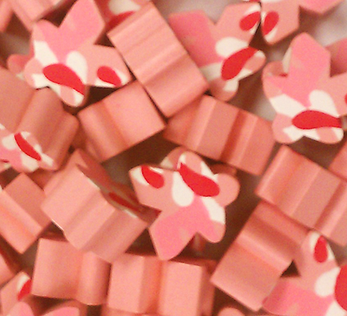 Pink camouflage Carcassonne meeples
