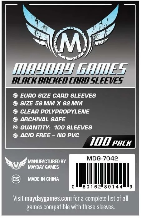 Gloss Finish Mayday Games Black Backed Euro Sleeves