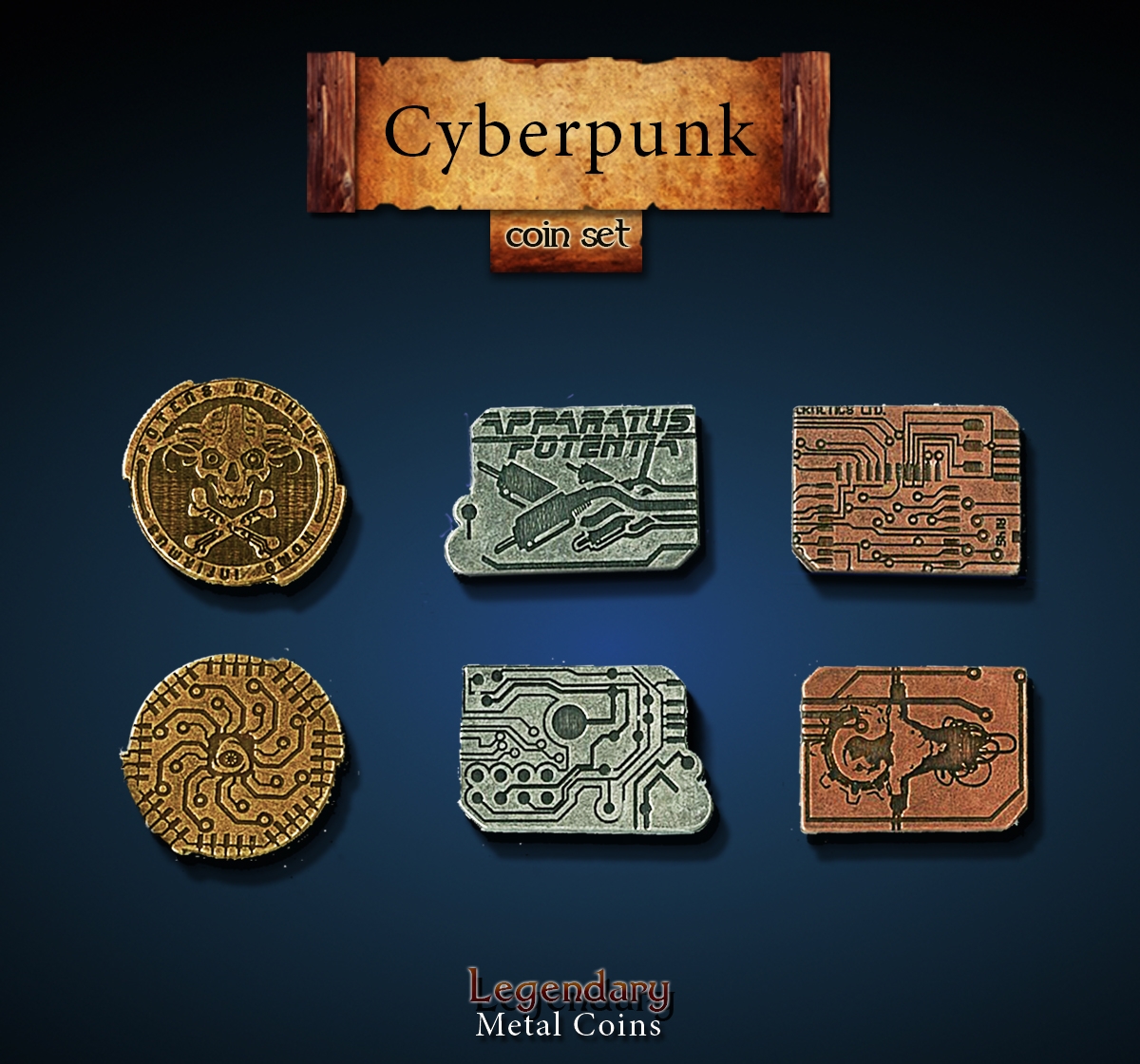 Cyberpunk Coin Set Legendary Metal Coins