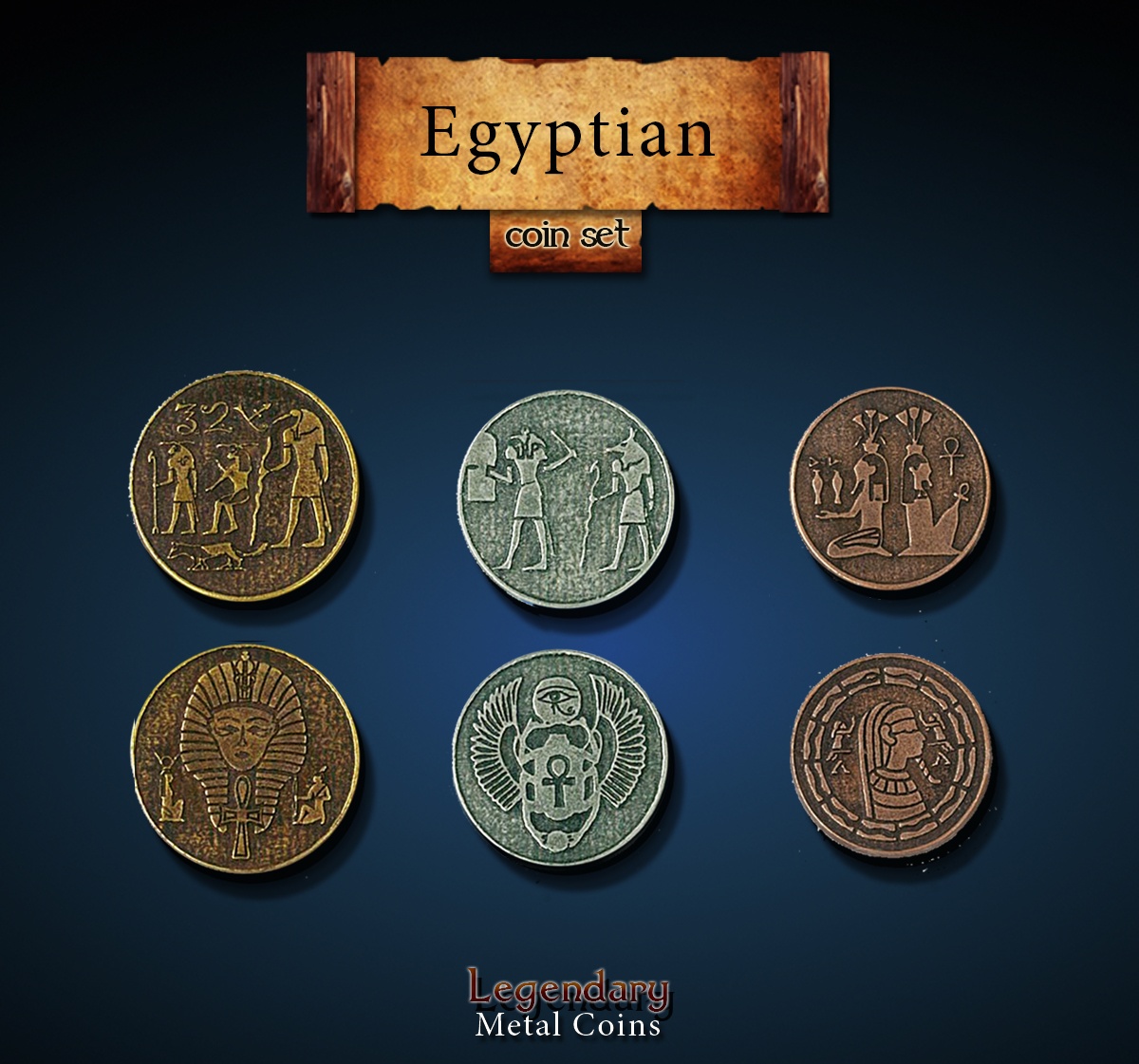 Egyptian Coin Set Legendary Metal Coins