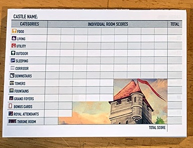 Extra score sheet for Between Two Castles of Mad King Ludwig