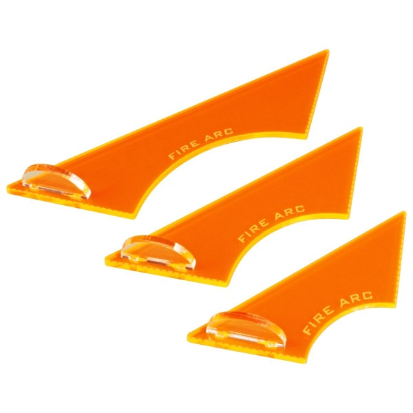 Fixed Fire Arc Template Set for Star Wars: Legion, Fluorescent Orange (3)