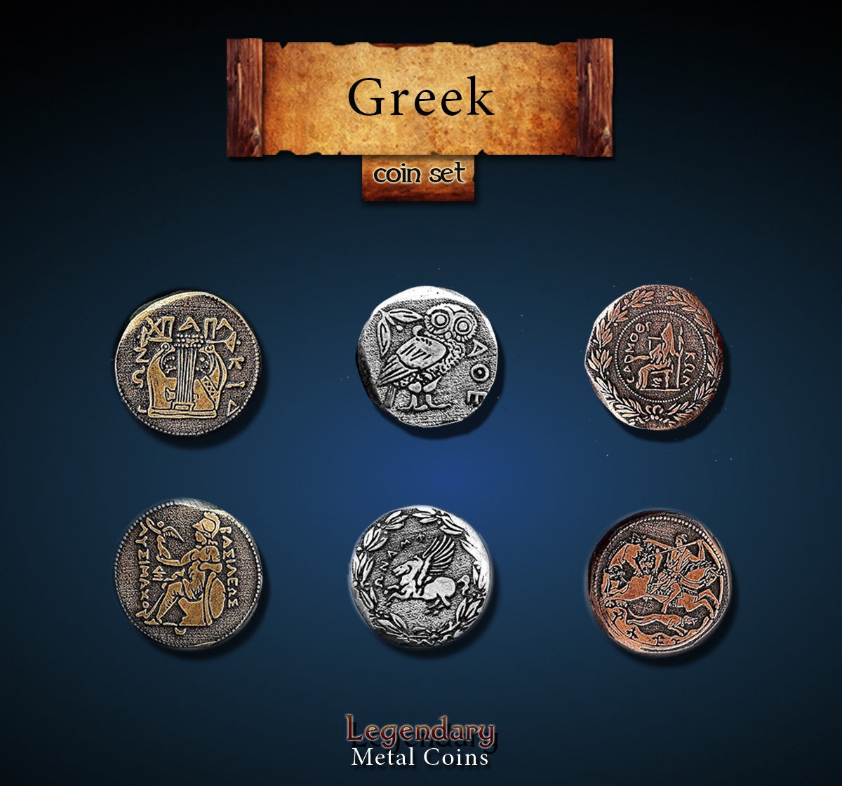 Greek Coin Set Legendary Metal Coins