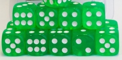 Green Transparent Spot Dice D6