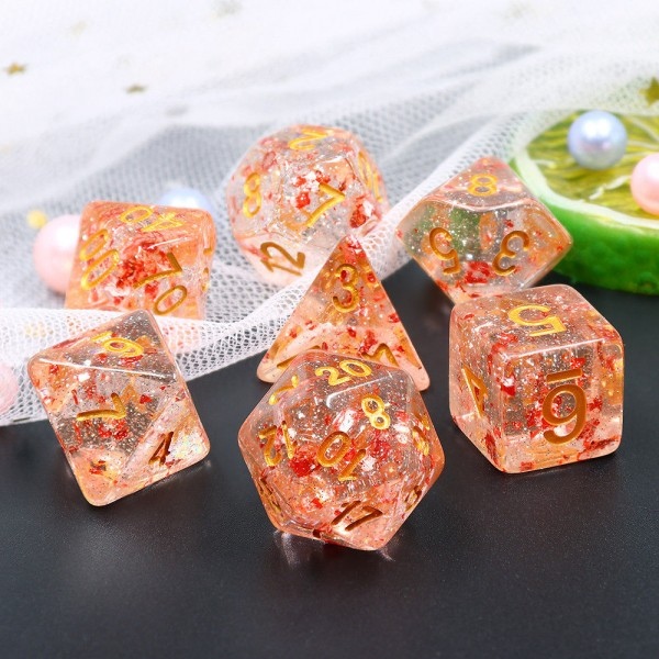 Metallic Ruby Orange Roleplaying Dice Set ideal for DND