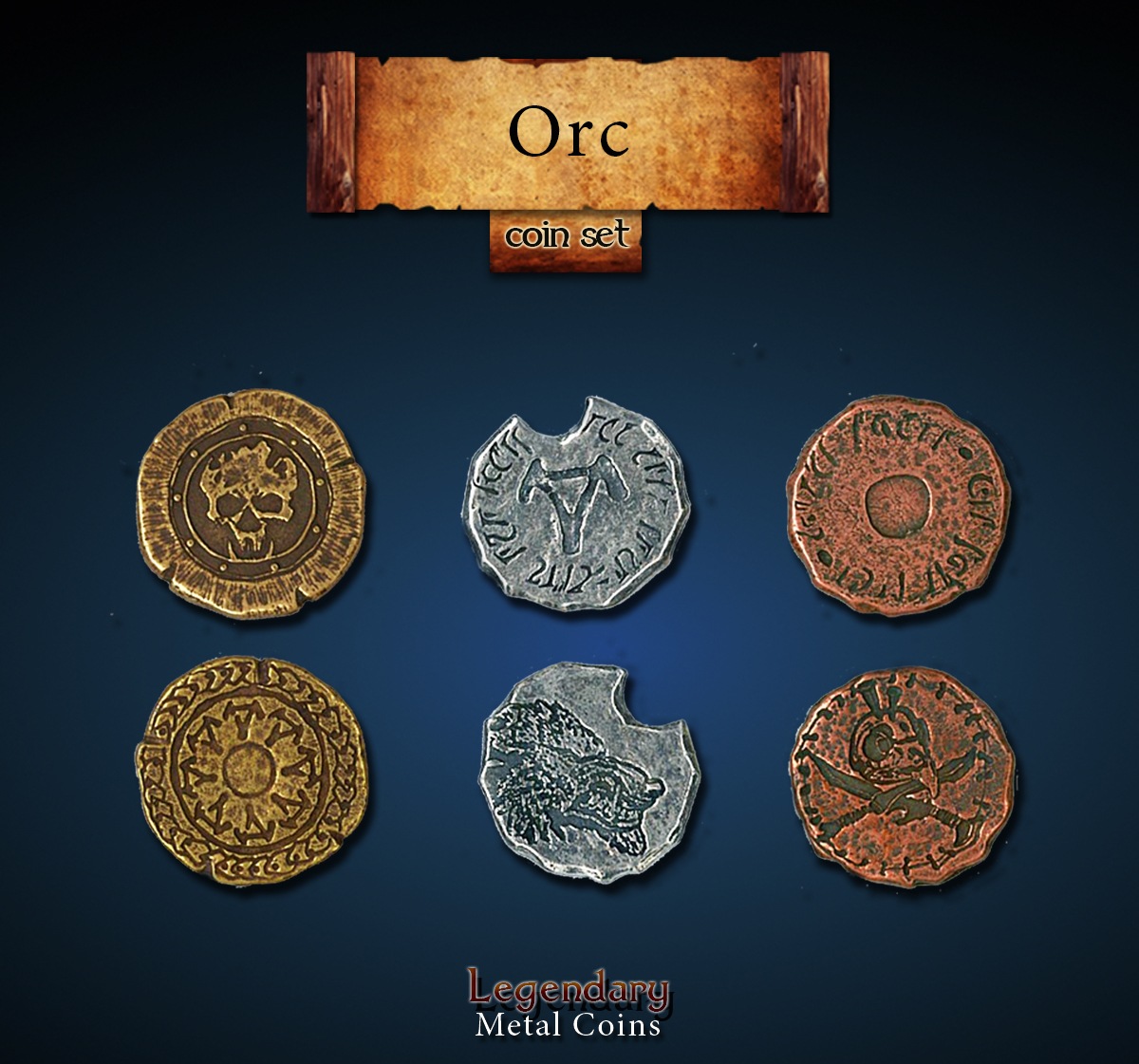 Orc Coin Set Legendary Metal Coins