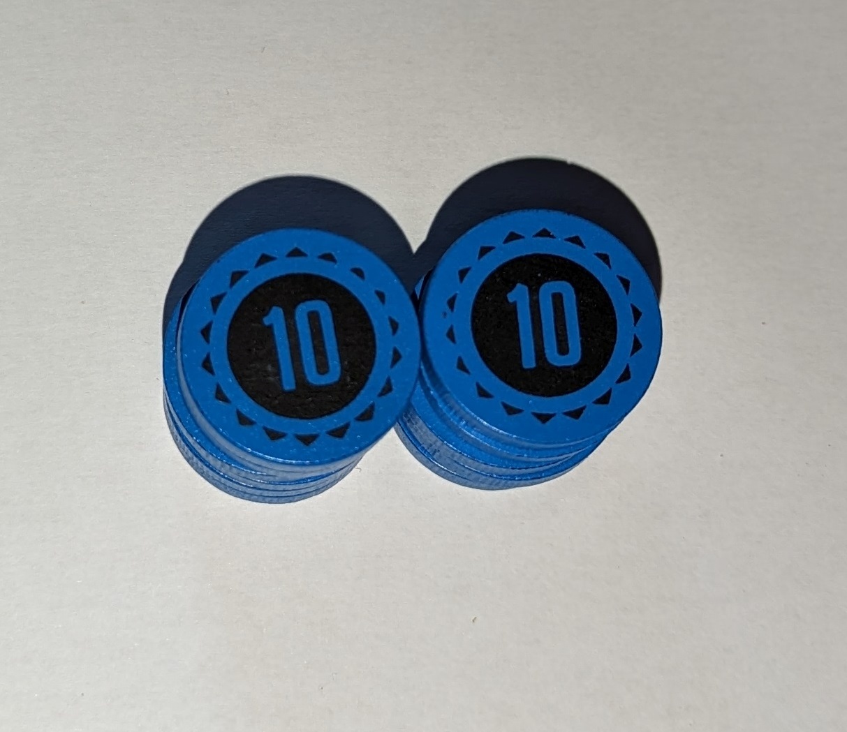 Pack of 10x 10 denomination wooden money discs