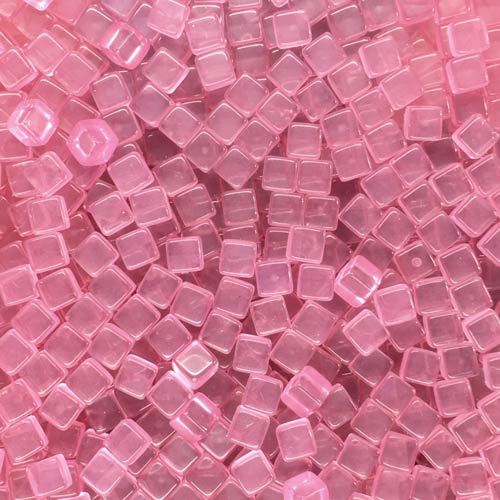 Pink translucent plastic cube