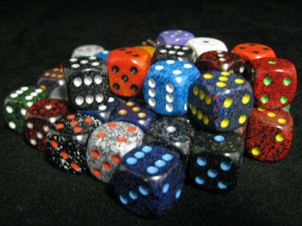 Polyhedral 16mm d6 w/pips Dice Bag of 50 Asst: Speckled