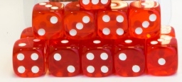 Red Transparent Spot Dice D6