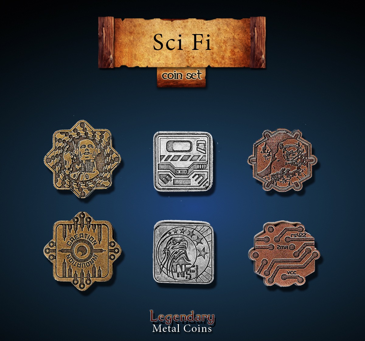 Sci Fi Coin Set Legendary Metal Coins