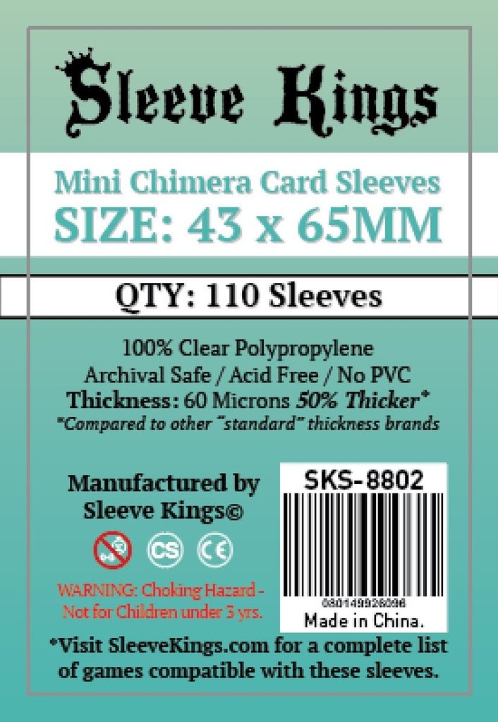 Sleeve Kings Standard Mini Chimera Card Sleeves (43x65mm) - 110 Pack, -SKS-8802