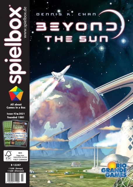Spielbox magazine 03 2021 including promo for Renature and Beyond the Sun