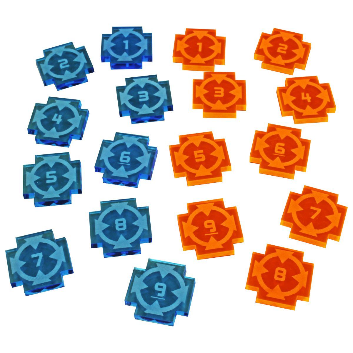 Star Wars X-Wing Target Lock Token Set #1-9, Fluorescent Blue & Fluorescent Orange